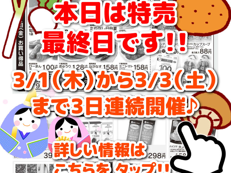 3/3 特売最終日